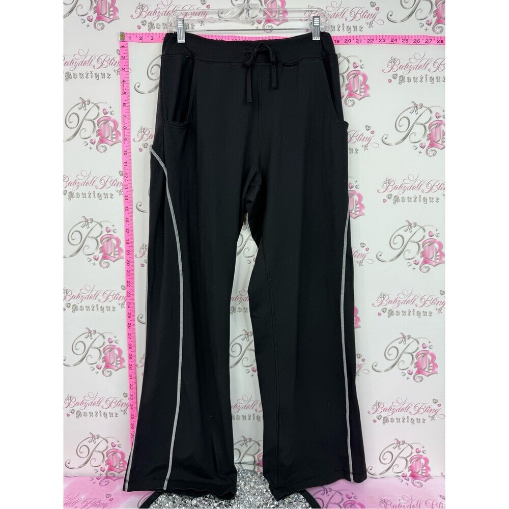 lululemon athletica pants flare Black Lounge Pants with Silver Side Trim